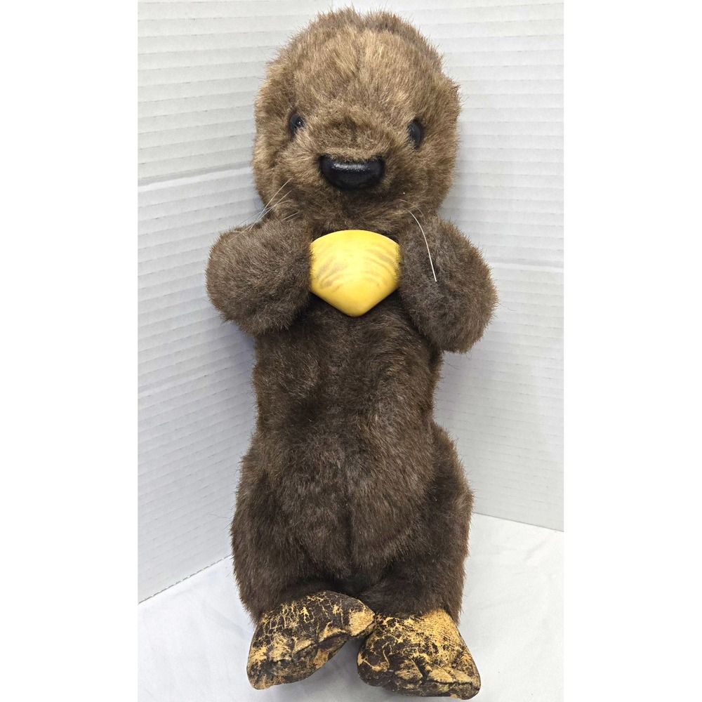 Vtg 80s Dakin "Seamore" Sea Otter Plush Stuffed Animal w/Clam As-Is Craft/Repair
